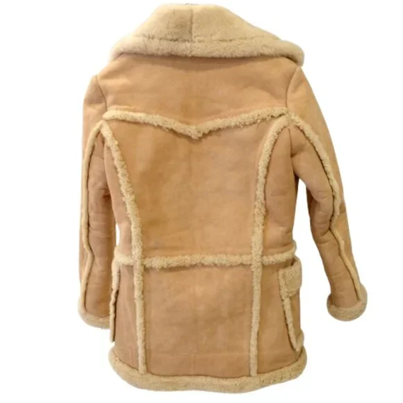 THE LEATHER GEMS~100% LAMBSKIN SUEDE SHEARLING WOMENS COAT Size Small  LIKE NEW - Picture 2 of 5